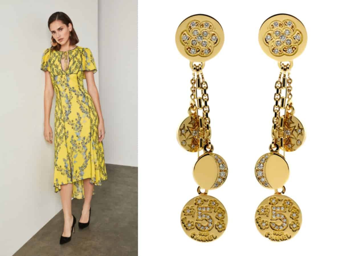 "5 Must-Have Dresses Every Woman Needs in their Closet"  BCBGMAXAZRIA Floral Blooms High-Low Dress // BCBGMAXAZRIA  Chanel Charm Diamond Gold Earrings // Opulent Jewelers
